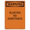 Signmission Safety Sign, OSHA WARNING, 18" Height, Blasting No Admittance, Portrait OS-WS-D-1218-V-12994 - alternate 1